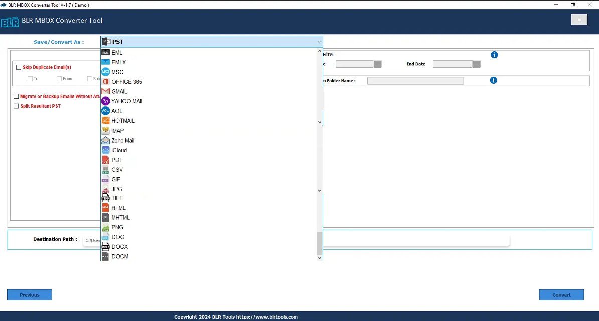 Pick PST as a converter format